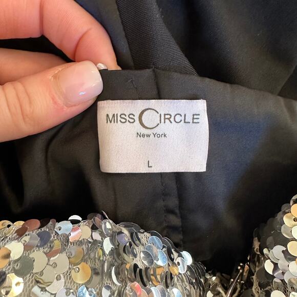 Miss Circle Skylynn Sequin Black Blazer Romper Belted Cut Out Sparkle Dress - Picture 14 of 16